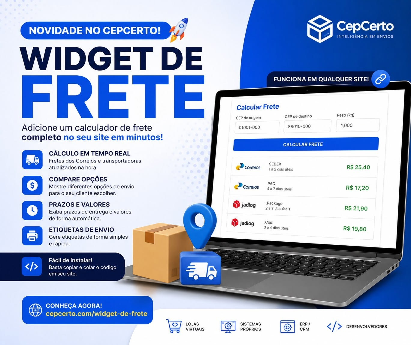 Widget de Frete: Adicione um Calculador de Frete ao seu Site em Minutos