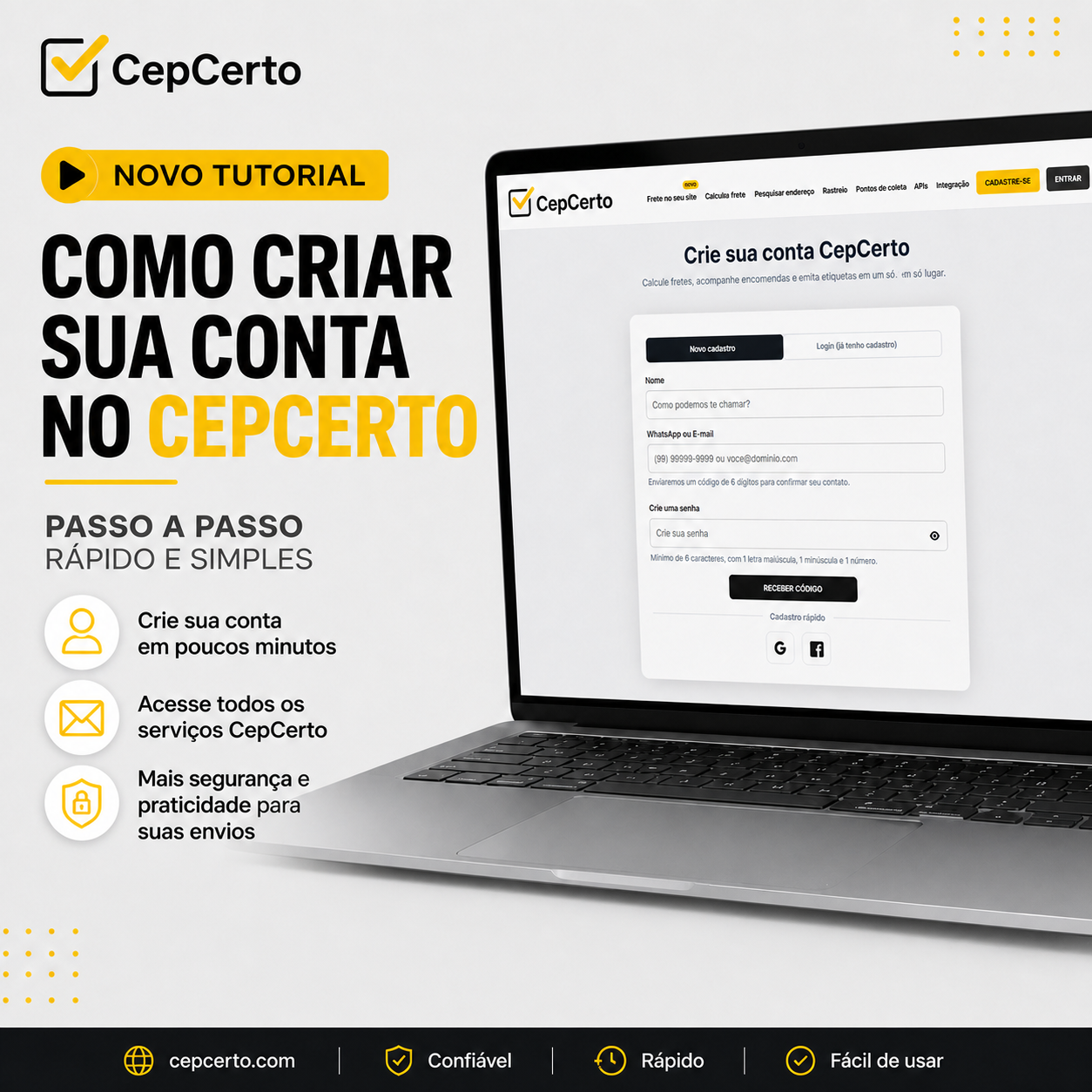 Como criar sua conta na plataforma CepCerto