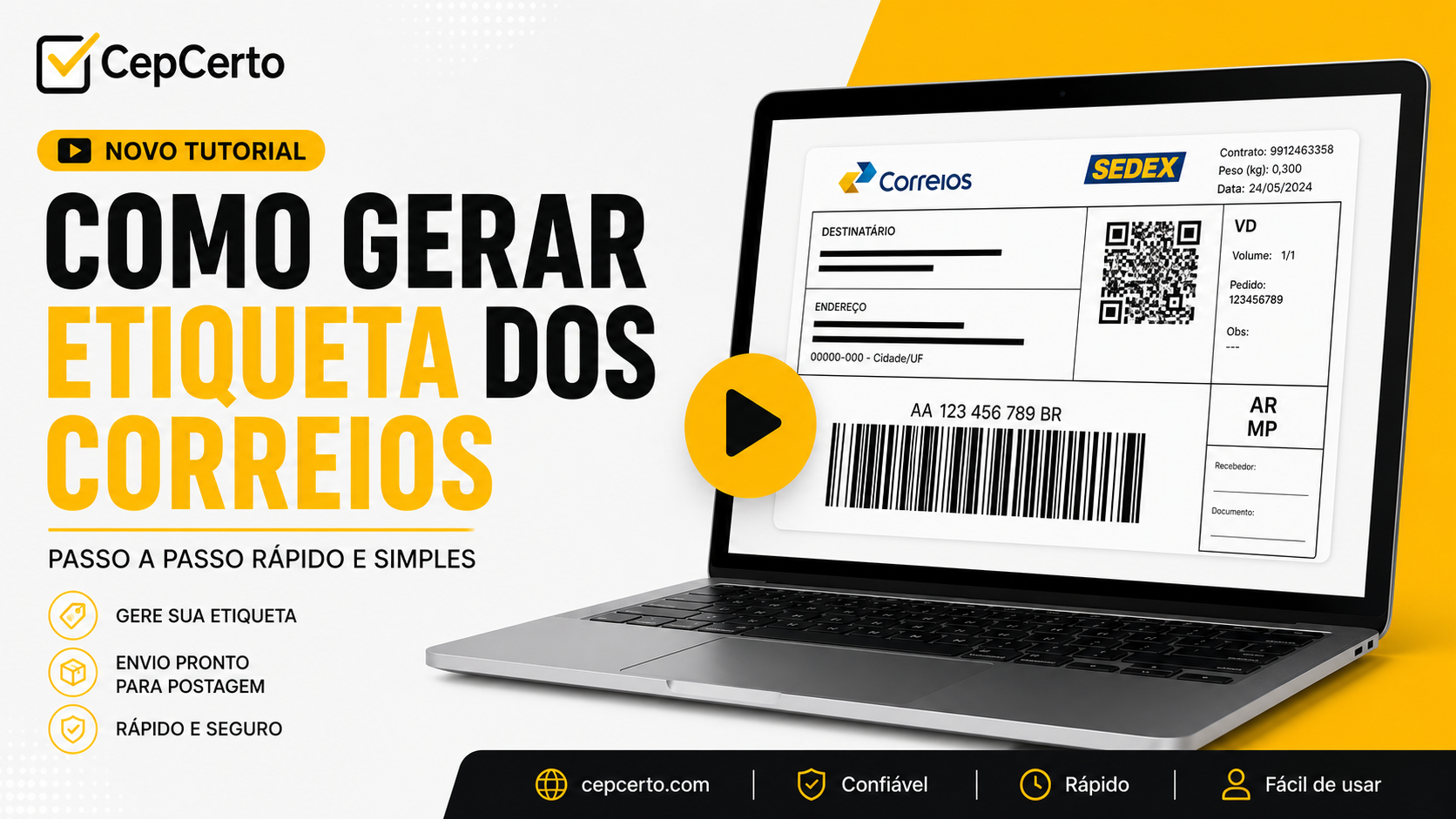 Como gerar etiqueta dos Correios pelo CepCerto: passo a passo