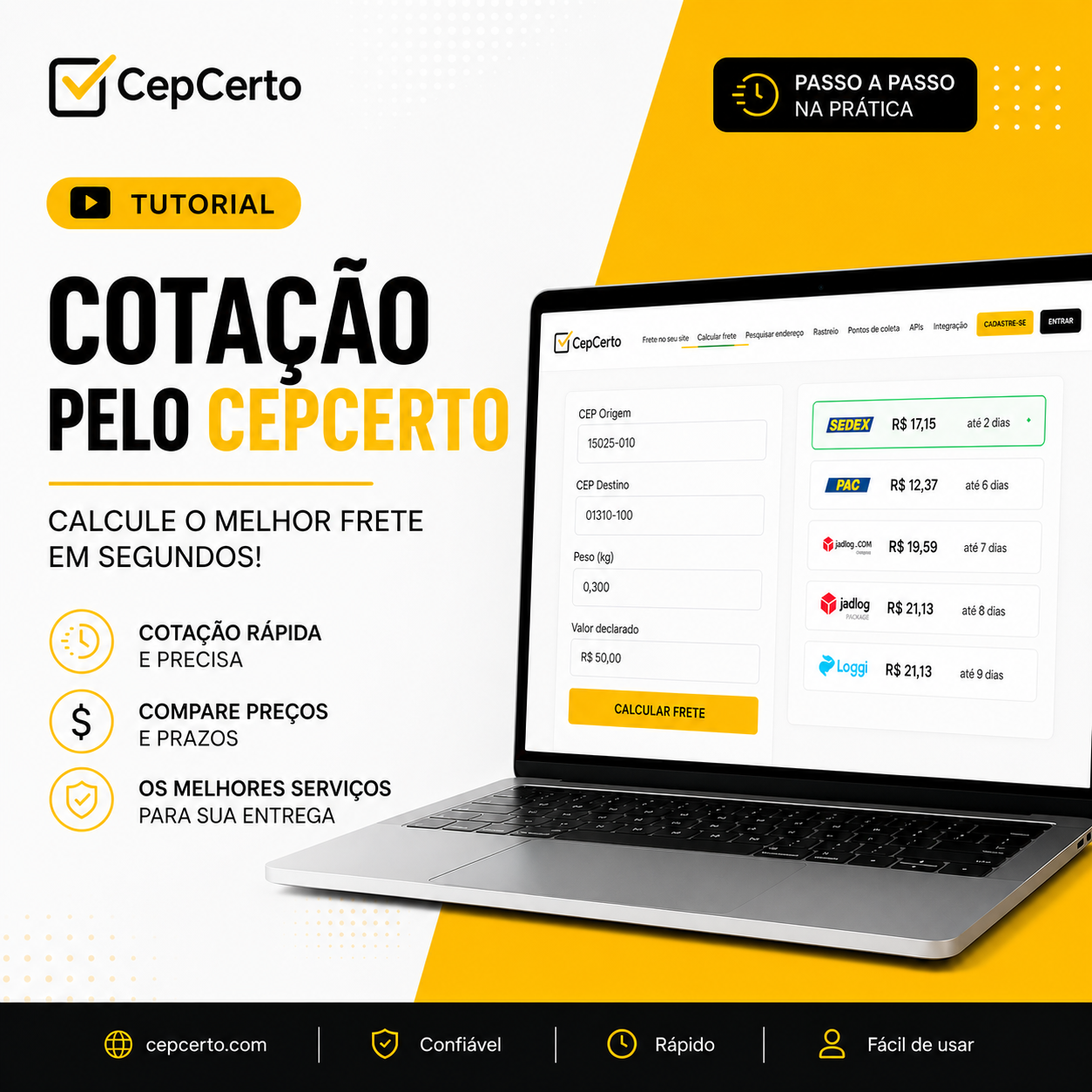 Como fazer uma cotação de frete pelo CepCerto