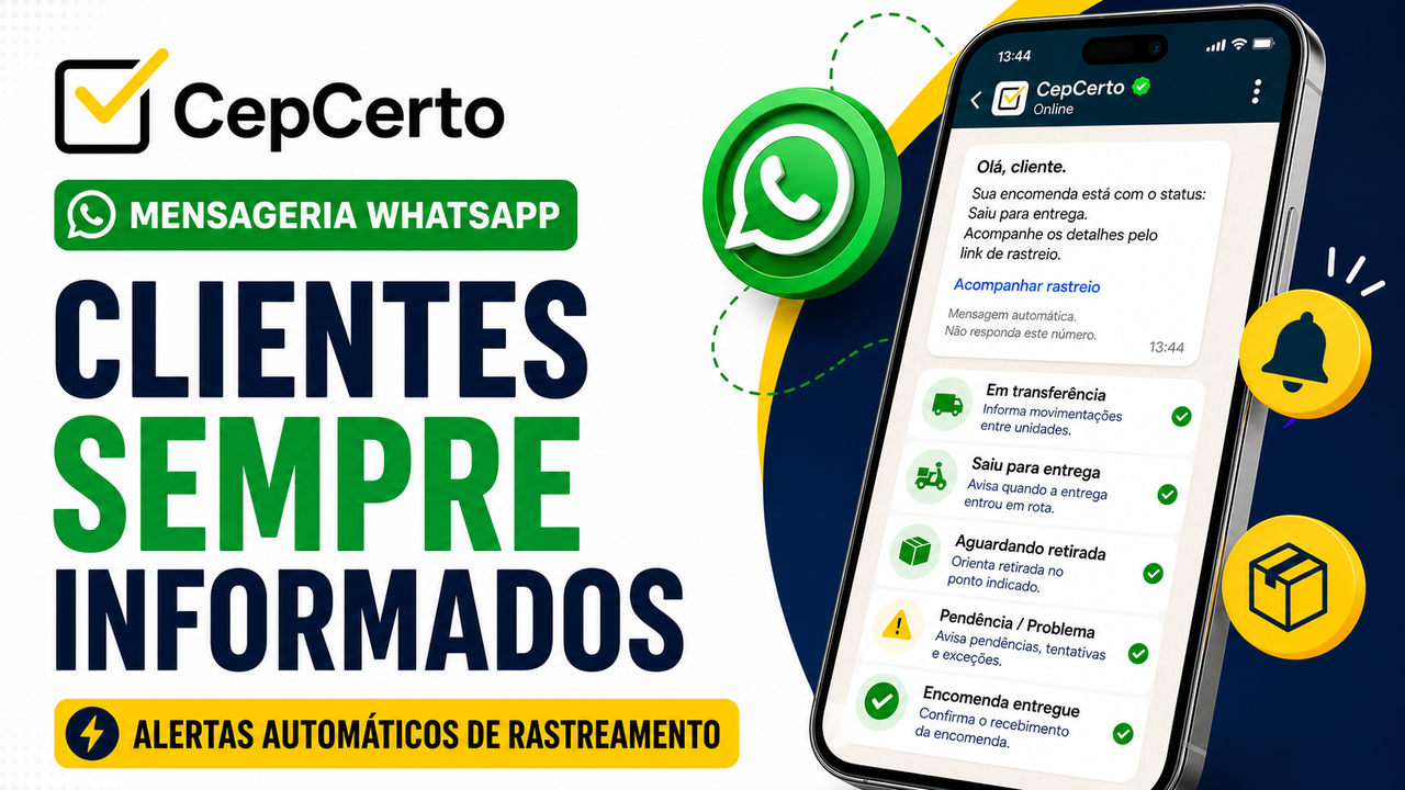 Mensageria WhatsApp CepCerto: alertas automáticos de rastreamento